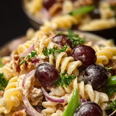 Nudelsalat mit Walnüssen & Weintrauben: Cremig & Frisch