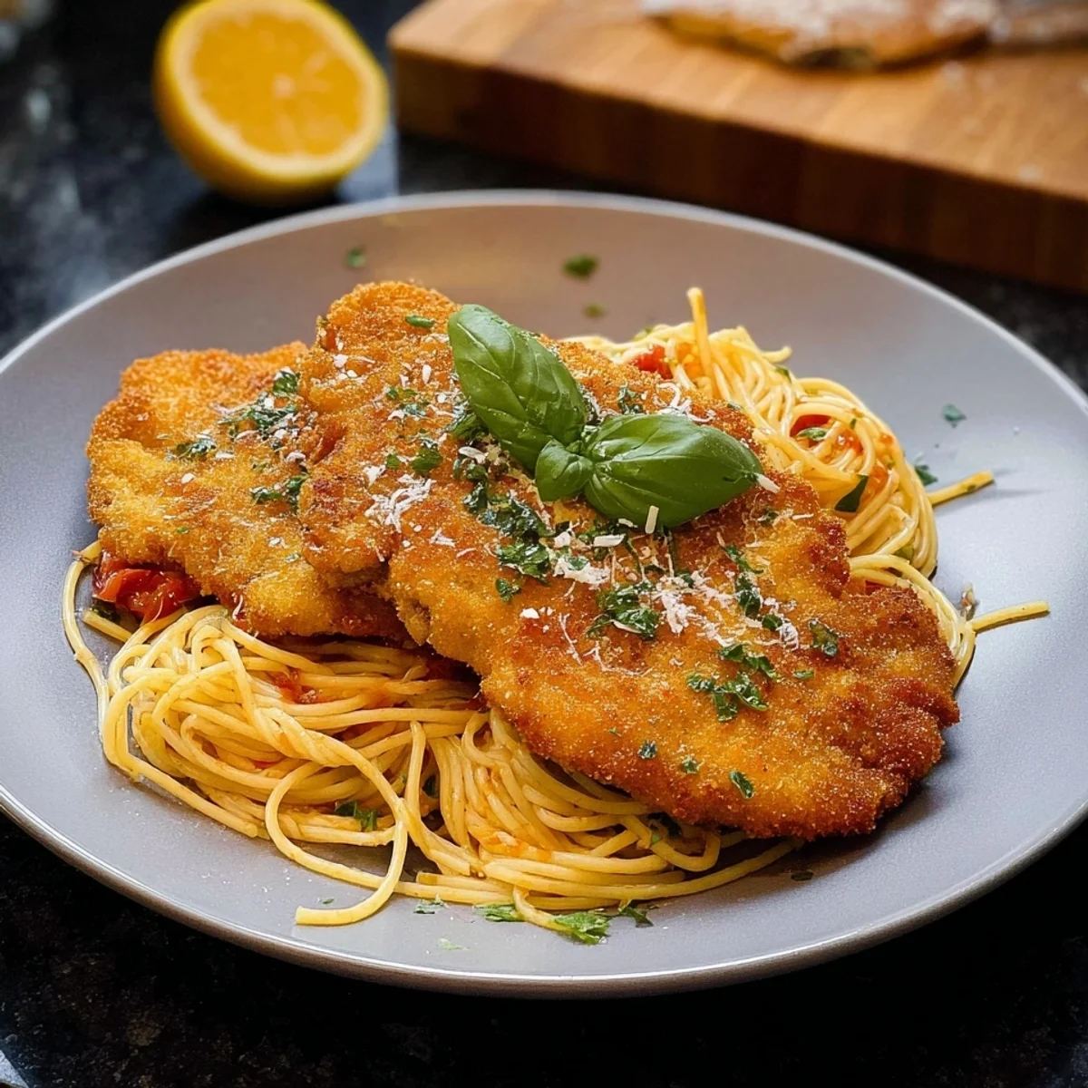 Piccata Milanese: Kalbsschnitzel mit Spaghetti für Familien