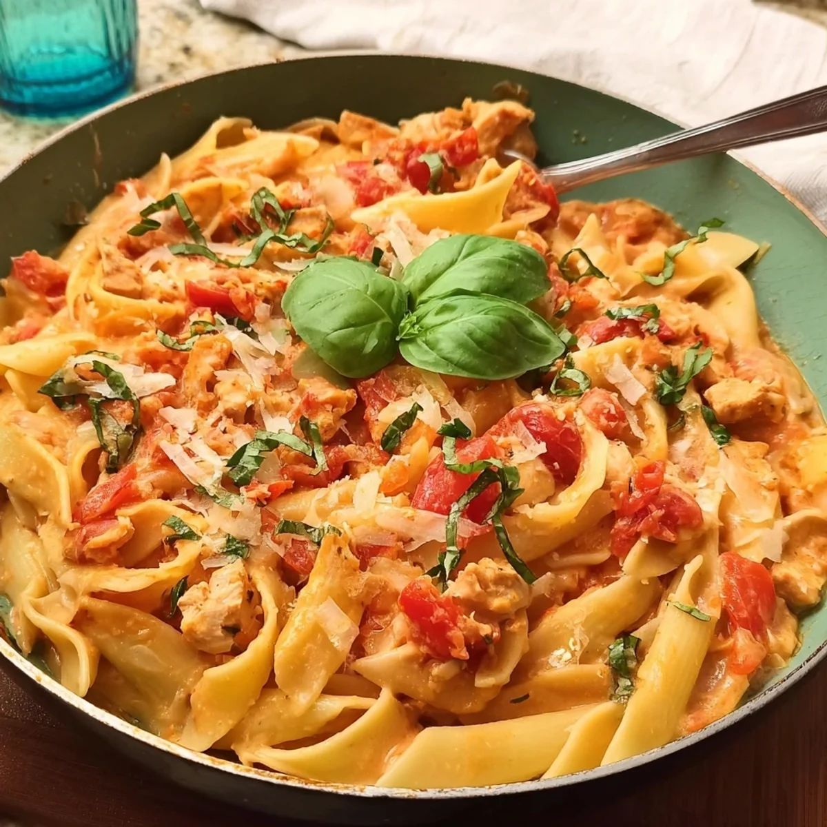Schnelle Nudeln mit cremiger Tomatensoße