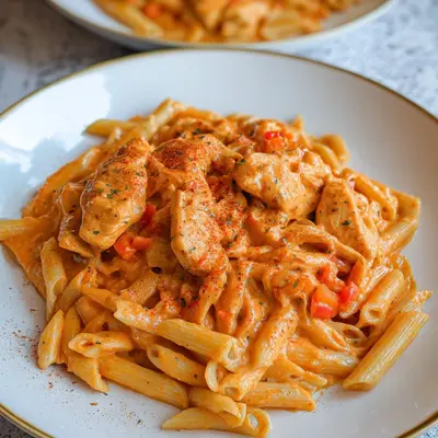 Schnelle Nudeln mit Hähnchen & cremiger Paprikasoße