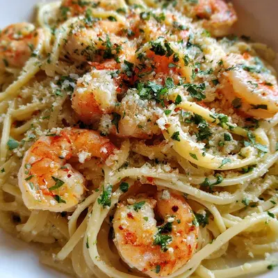 Schnelle Spaghetti Alfredo mit Garnelen