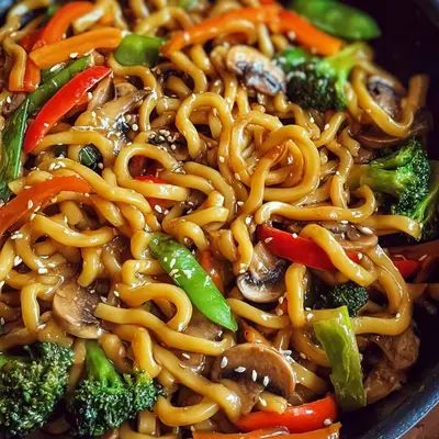 Schnelle Udon Nudeln mit Gemüsepfanne