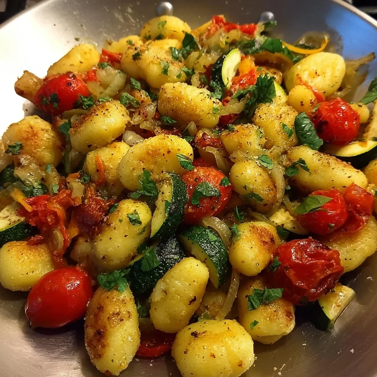 Schnelle vegetarische Gnocchi-Gemüsepfanne