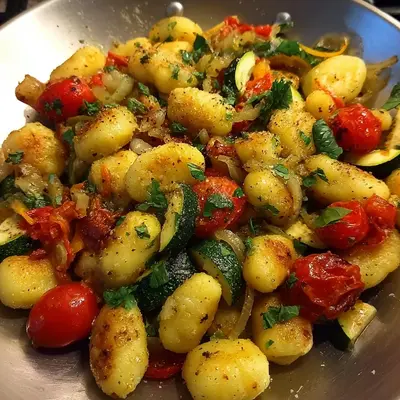 Schnelle vegetarische Gnocchi-Gemüsepfanne