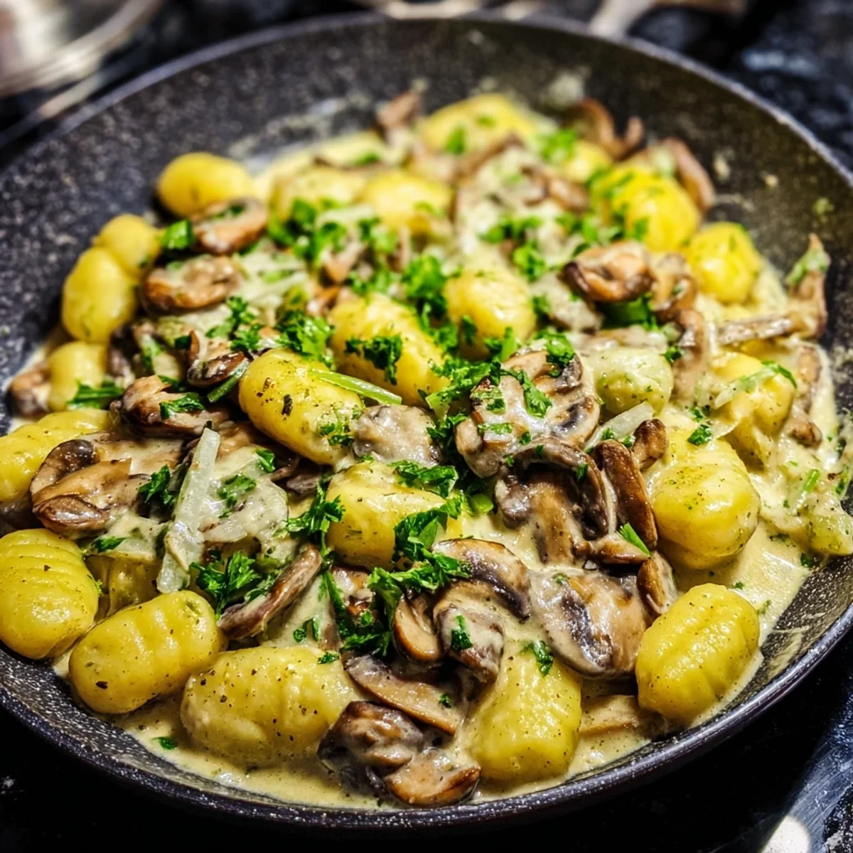 Schnelle vegetarische Gnocchi-Pfanne mit Pilzen