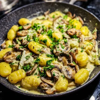 Schnelle vegetarische Gnocchi-Pfanne mit Pilzen