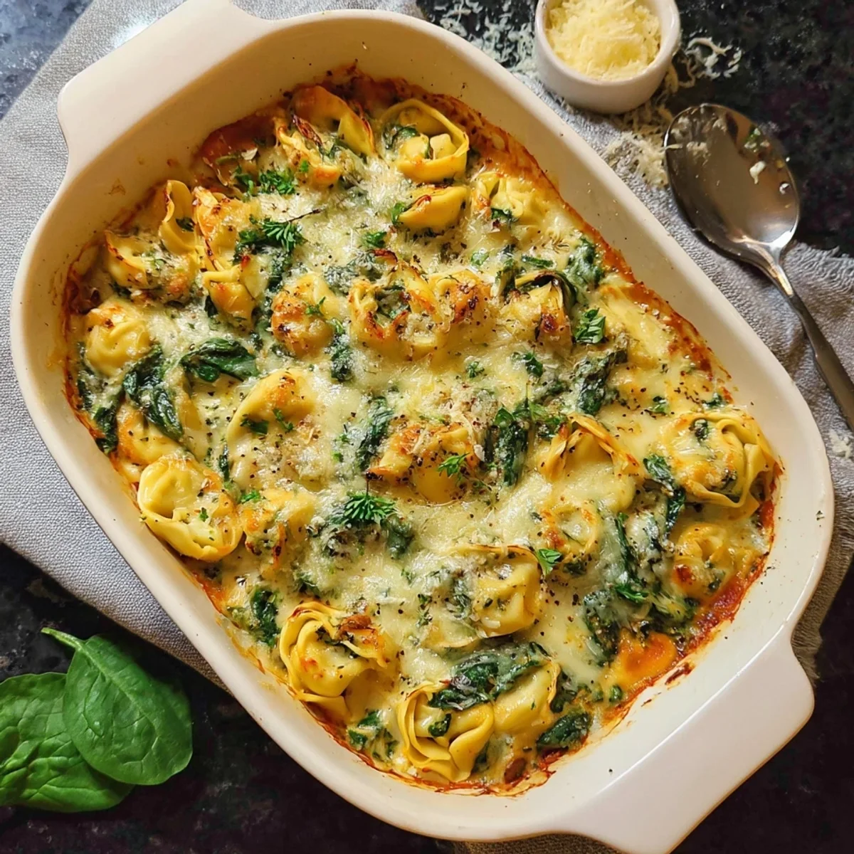 Schneller Tortellini-Auflauf mit Spinat