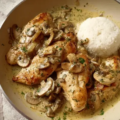 Schnelles Hühnerfilet mit cremiger Champignonsauce