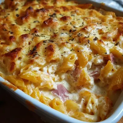 Schnelles Nudel-Truthahnschinken-Gratin ohne Vorkochen
