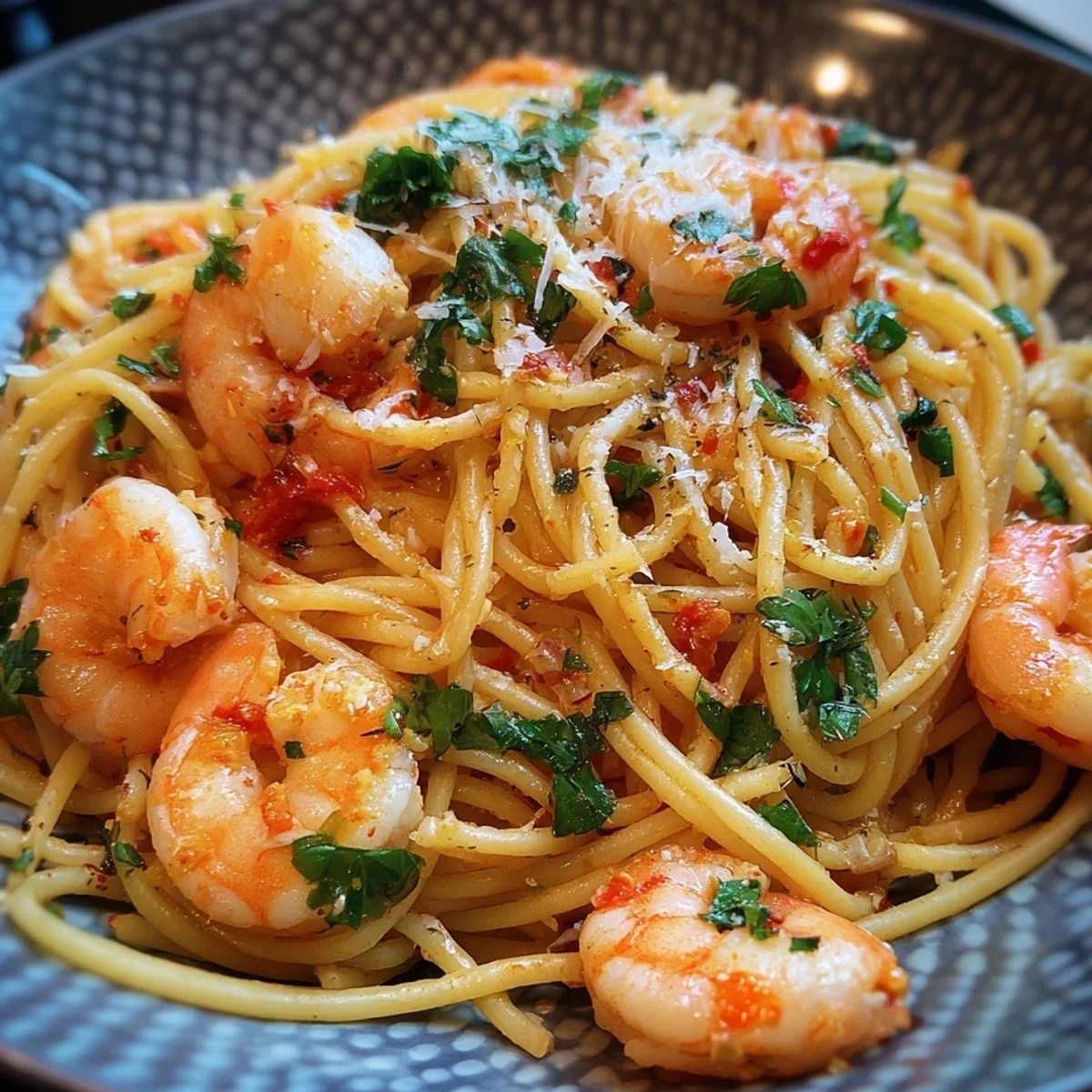 Spaghetti mit Garnelen: Knoblauch-Chili Pasta Genuss