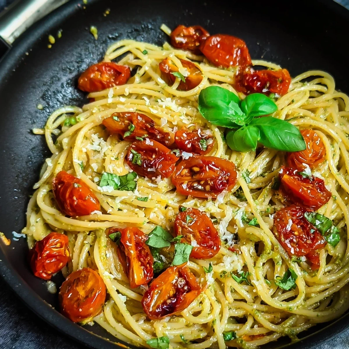 Vegetarische Spaghetti mit Cashewpesto & Tomaten