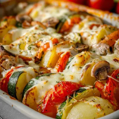 Vegetarisches Tomaten-Zucchini-Kartoffel-Gratin