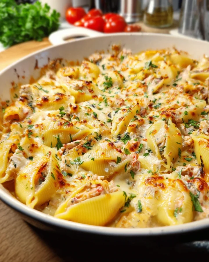 Cremiger Muschelnudelauflauf mit Thunfisch & Ricotta