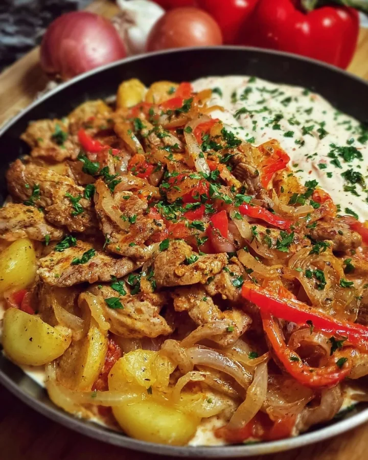 Gyros Pfanne mit würziger Soße Schnell gemacht