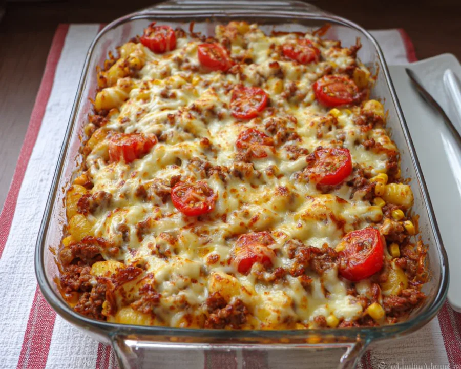 Herzhafter Gnocchi Auflauf mit Hackfleisch