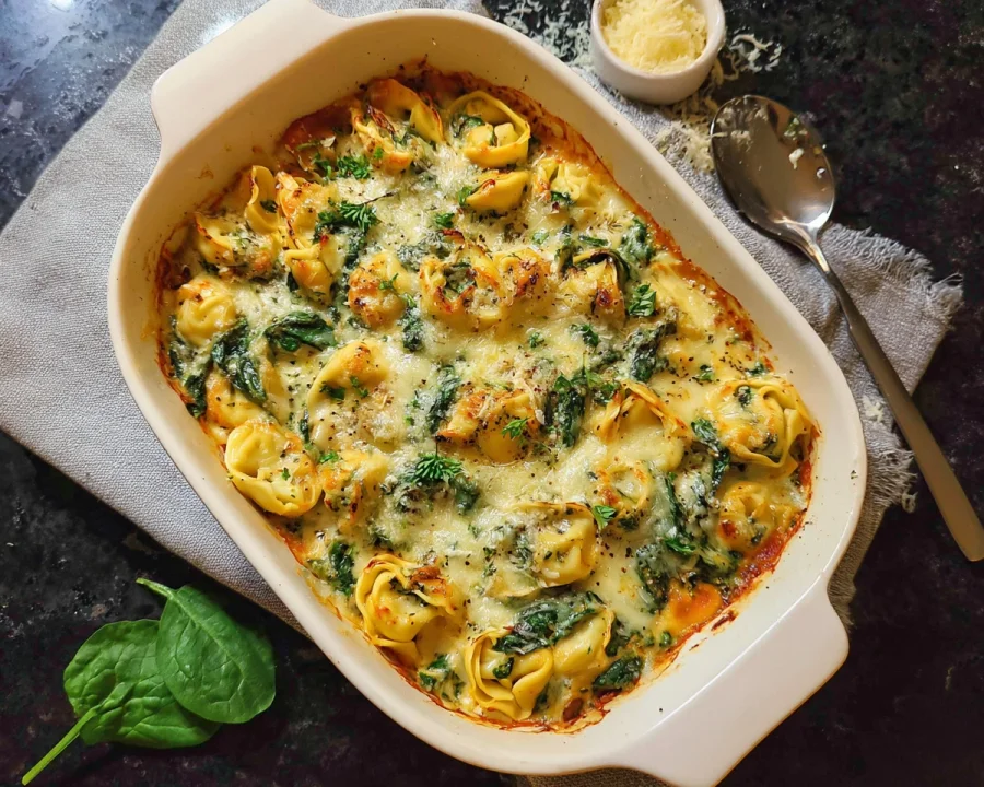 Schneller Tortellini-Auflauf mit Spinat