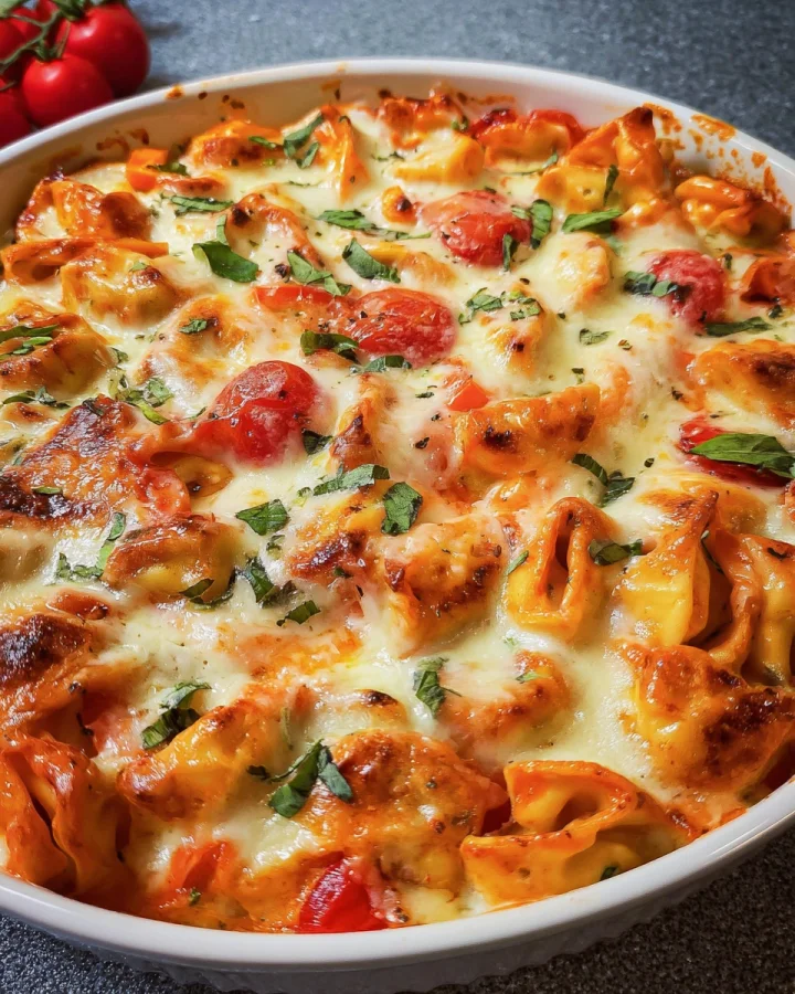 Schneller Tortelliniauflauf mit Tomate & Mozzarella