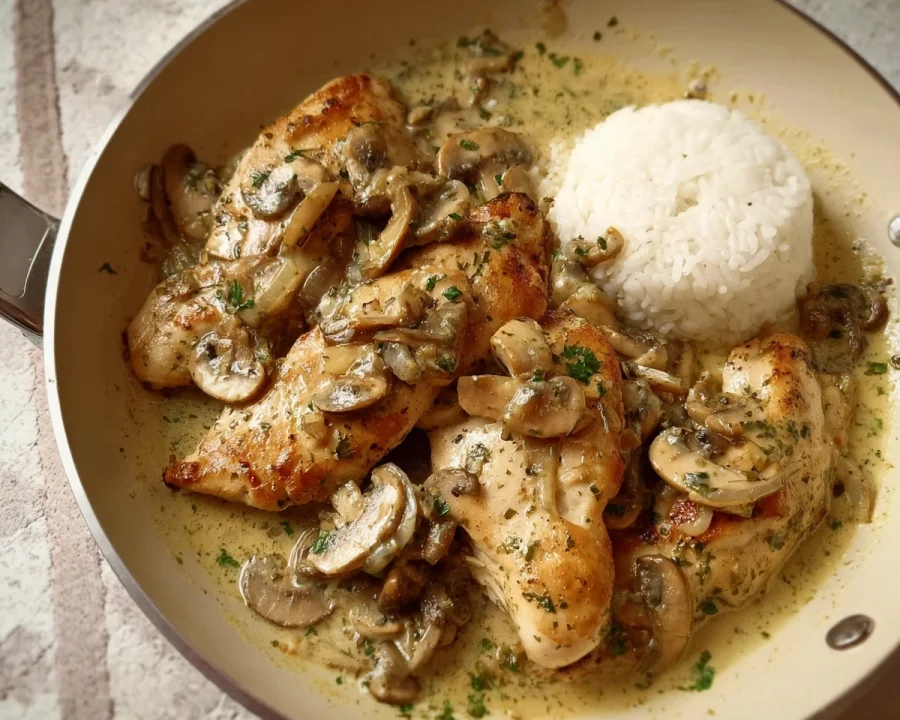 Schnelles Hühnerfilet mit cremiger Champignonsauce