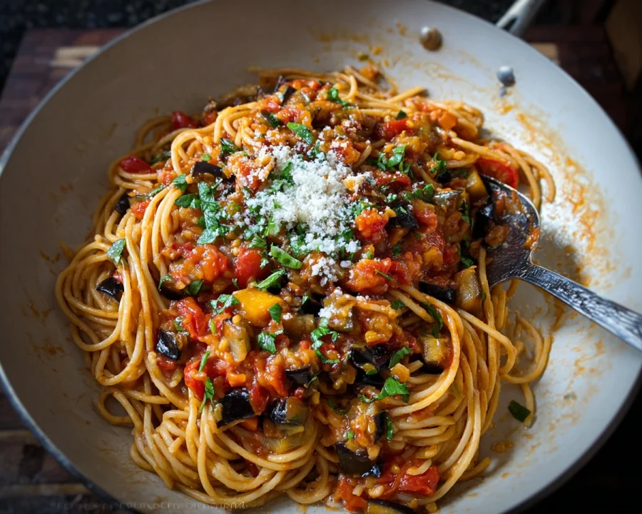 Sizilianische Spaghetti alla Norma mit Auberginen