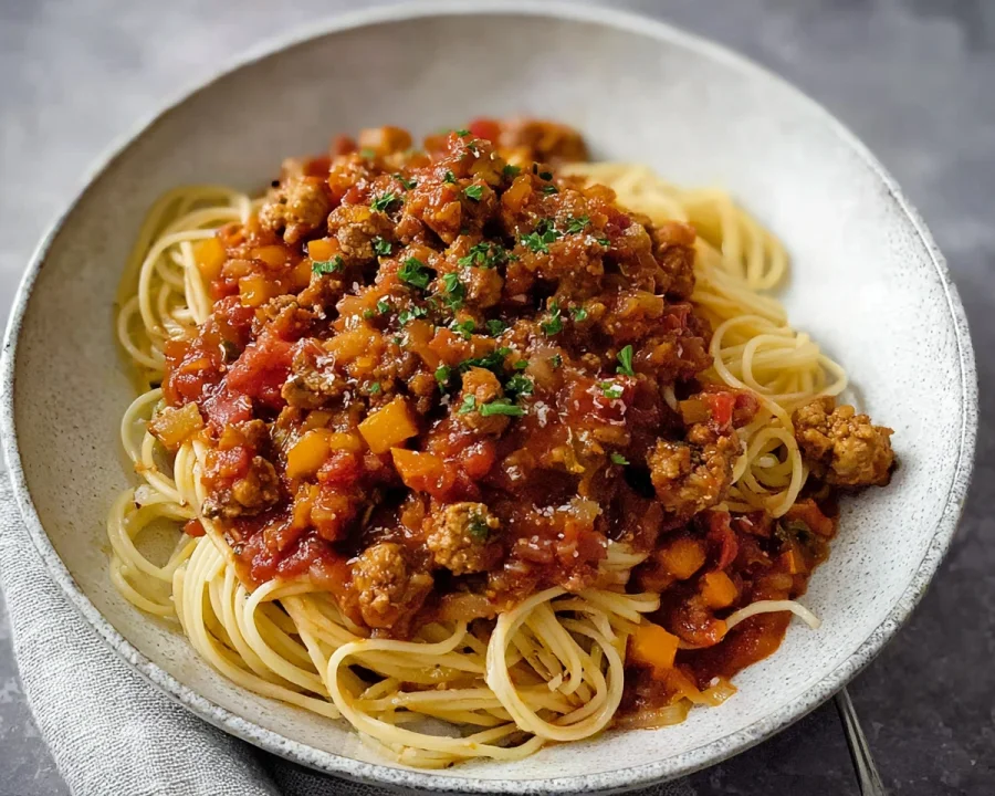 Spaghetti Bolognese mit Putenwürfeln: Lecker & einfach