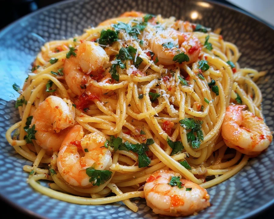 Spaghetti mit Garnelen: Knoblauch-Chili Pasta Genuss