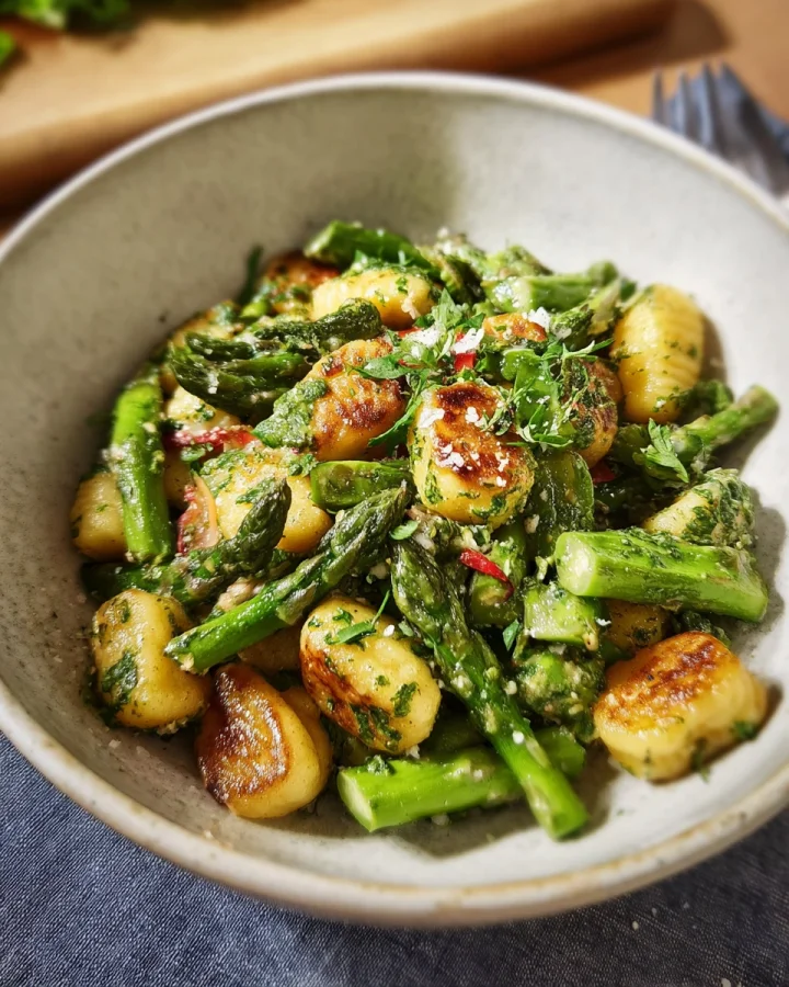 Würzige Gnocchi mit grünem Spargel einfach & lecker