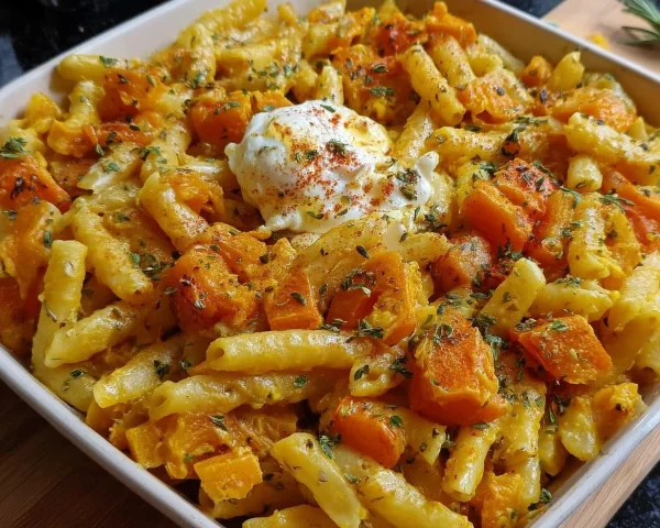 Burrata Pasta mit Kürbis: Herbstliches Ofengericht