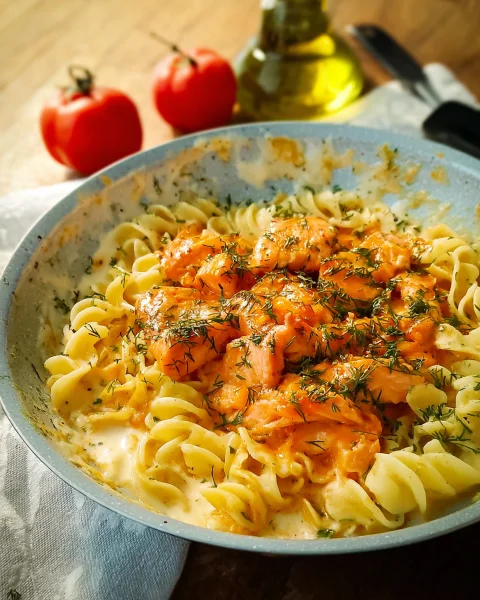 Cremige Bandnudeln mit Lachs & Sahnesoße Schnell zubereitet