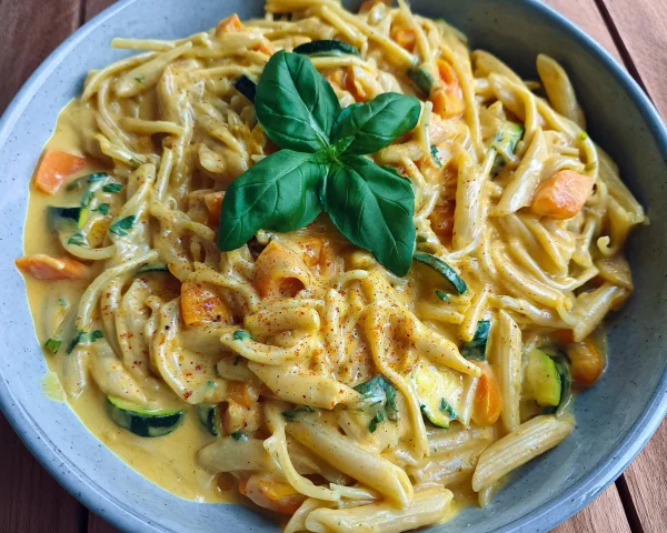 Cremige Pasta mit Gemüsesauce: Schnelles Familienrezept
