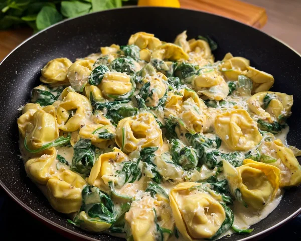 Cremige Tortellini mit Spinat & Frischkäse-Sahnesauce