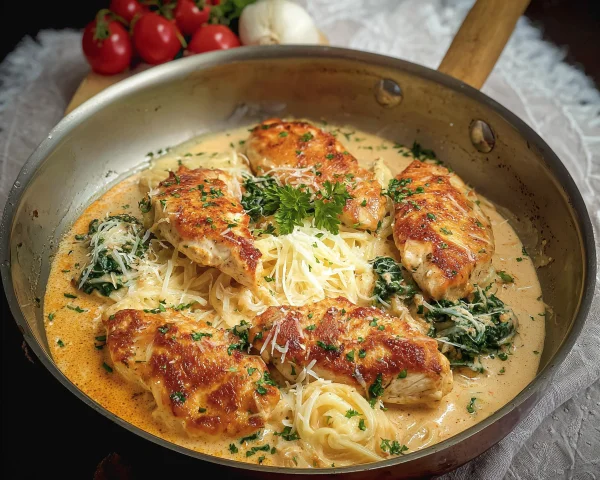 Cremiges Hähnchenfilet in Frischkäse-Parmesan-Soße