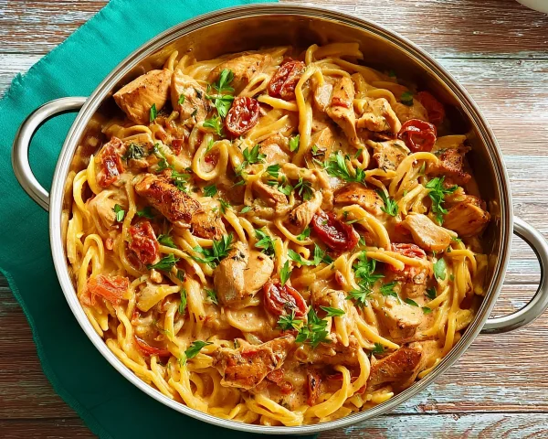 Einfache One-Pot-Pasta mit Hähnchen