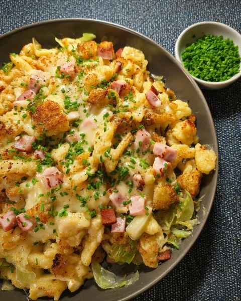 Gebratene Spätzle mit Puten-Schinken: Herzhaft & Schnell
