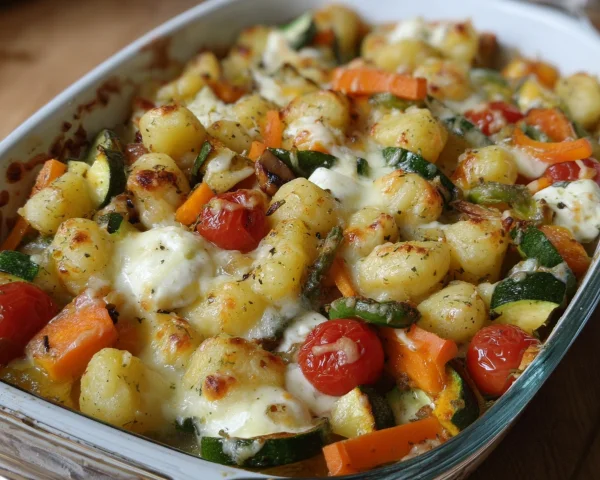 Gnocchi Auflauf mit buntem Gemüse: Einfach & lecker