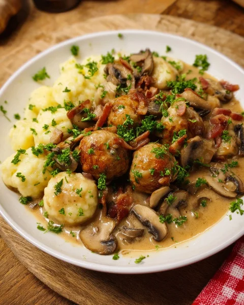 Jägerklößchen mit Champignons: Herzhaft & Familienfreundlich