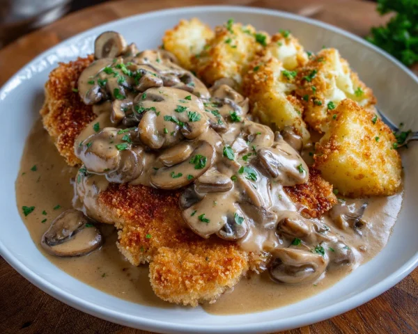 Klassisches Jägerschnitzel mit cremiger Pilzsoße