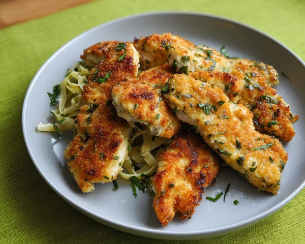 Knusprige Hähnchenfilets mit Kräuterpanade