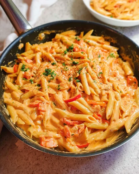 Pasta mit Paprika-Sahne-Soße: Schnell & cremig
