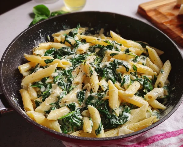 Penne mit Spinat-Gorgonzola-Sauce: Cremig & Schnell