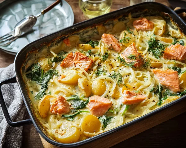 Sahniger Lachsauflauf: Cremiges Ofengericht mit Lachs