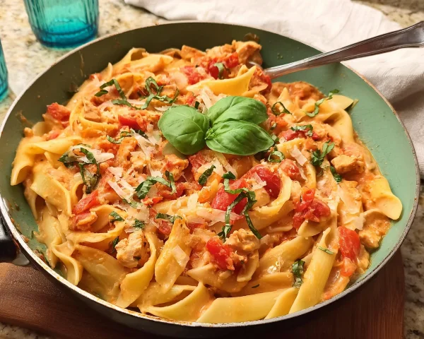 Schnelle Nudeln mit cremiger Tomatensoße