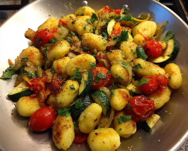 Schnelle vegetarische Gnocchi-Gemüsepfanne