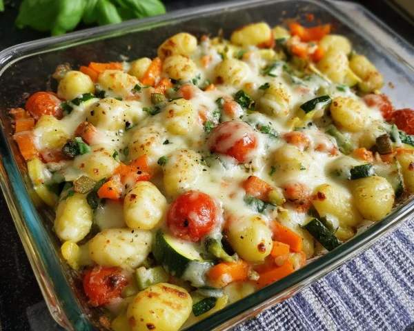 Schneller Gnocchi-Auflauf mit Gemüse vegetarisch