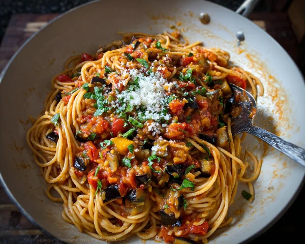 Sizilianische Spaghetti alla Norma mit Auberginen
