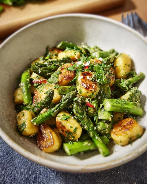 Würzige Gnocchi mit grünem Spargel einfach & lecker